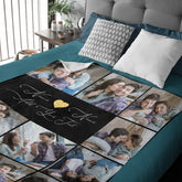 Personalized Photo Text Custom Blanket - For Couple Family Parents